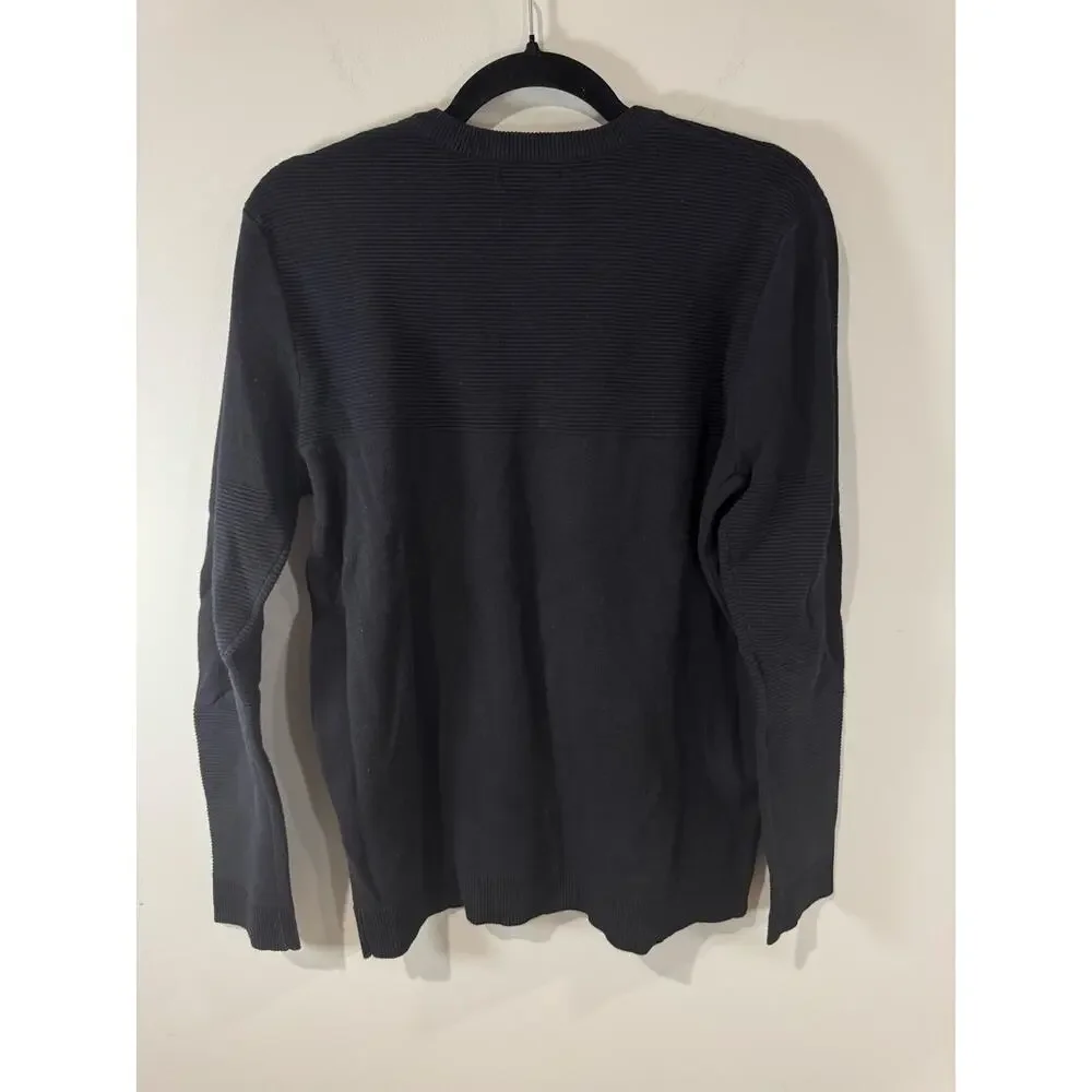 ZARA Man Black Quarter-Zip Ribbed Sweater Size L – Minimalist Knit Pullover
